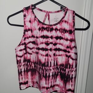 Decree Pink and Black Tie-Dye High Neck Tank
